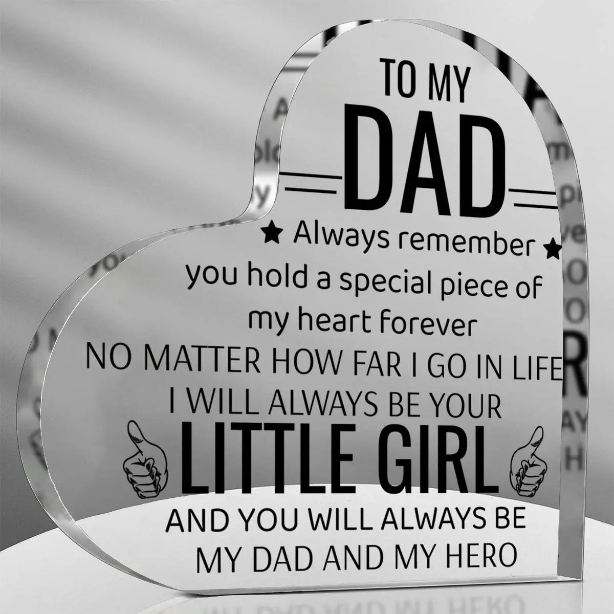 Acrylic Heart Shaped, Dad Gift From Daughter & Son, Best Dad Ever, Home Decor Products, Decorative Plaque, Vintage Plaque Decor, Fathers Day Present, Birthday Gift for Dad, for Home Office Living Room Decor, Signs, Yard Sign