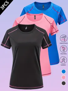 Women's Spring Summer Sports T-Shirt Set, Athletic Fashion Activewear, Casual Round Neck Short Sleeve, Perfect for Running, Fitness, Yoga, Outdoor Activities, Pilates Yoga Wear