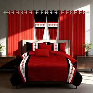9 Piece Bamboo Fiber and Microfiber Bedding Set for Bedroom Dorm Decor Four Season Soft Comfort Queen King Full Size with Pillowcase Bedspread Bohemian Farmhouse Christmas Design