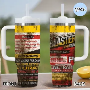 PB B-Blaster Mechanic Vacuum Flasks 40oz Stainless Steel Tumbler with Handle & Straw, Vacuum Insulated Travel Mug Keeps Drinks Cold Up to 34 Hours, Leak-Resistant Cup for Iced Coffee, Water, Office, Gym or Travel