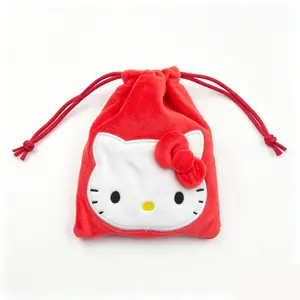Sanrio Hello Kitty Drawstring Coin Purse Red Compact & Secure for Daily Essentials with Classic Design