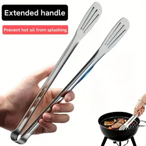 2pcs Stainless Steel Multi - function BBQ Tongs with Food Clip Ice Clip for Grilling Baking Camping Dishwasher Safe Kitchen Tool for Restaurant Home Use