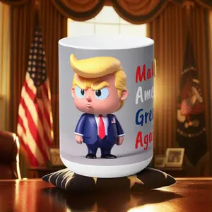 Little Trump Make America Great Again Jumbo Ceramic Coffee Mug 15oz MAGA Drinkware Cup Tumbler Reusable
