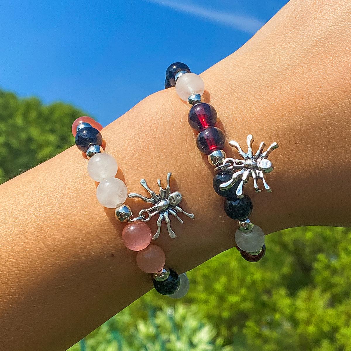 Halloween New Skull Pumpkin Bracelet Suit for Women Dark Style Zinc Alloy Insect Geometric Design Mixed Colors 4379-5296