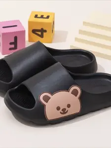 Cartoon Bear Solid Color Children's Bath Slippers for Boys and Girls Indoor Home Cool Slippers Cute Cartoon Slides