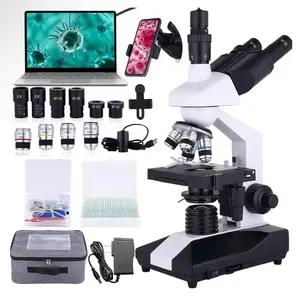 Research Grade Professional Compound Trinocular Microscope, 40X-5000X Magnification, 2-Level Mechanical Stage, LED Illumination, USB Video Camera for Adults