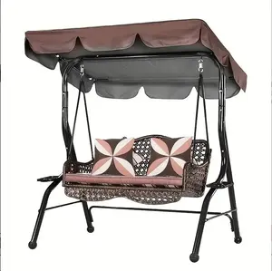 Swing Canopy Replacement Cover, Waterproof Sun Shade Porch Swing Canopy Replacement Top for 2-3 Seater Outdoor Garden Yard Patio Swing Cover (Coffee, 75×52×5.9 Inch)