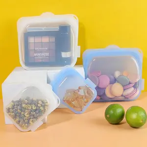Silicone Food Storage Bag Reusable Stand up Zip Bag Leakproof Containers Fresh Bag Food Storage Bag Fresh Wrap Ziplock Bag