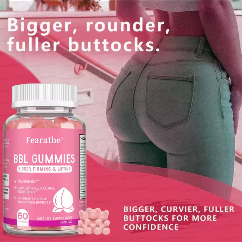 Fearathe BBL Gummies - 60 Count, Bigger Firming & Lifting Gummies, Made with All Natural Ingredients, Non-GMO Dietary Supplement