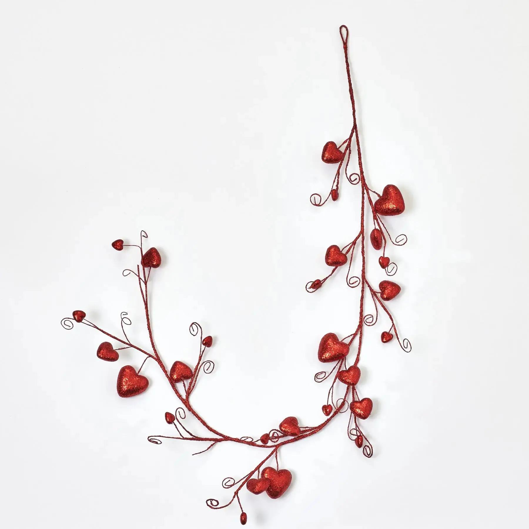 Red Glitter Heart Garland, Valentine's Day Party Decor Accent, Festive Home Supplies Decoration