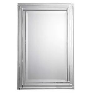 212 MAIN Alanna Baby Vanity - Wall Mounted Mirror, Stepped Glass, Beveled Edge Frameless Design (Model 08027b) for Baby Room Decor & Household Furniture