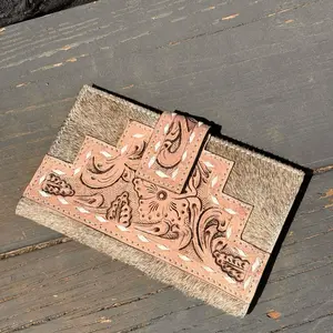 Tumbleweed Wallet - Genuine Leather with Real Hair on Hide, Snap Closure, Brown Color, Western Style, Handcrafted Design