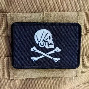 Henry Every skull and crossbones  pirate flag pirate 2"x3" removable morale patch with hook and loop for hat