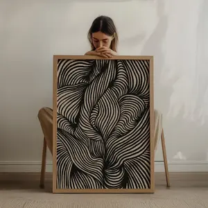 Abstract Lines Art Print Poster, Modern Neutral Aesthetic Wall Decor, Large Minimalist Lines Poster