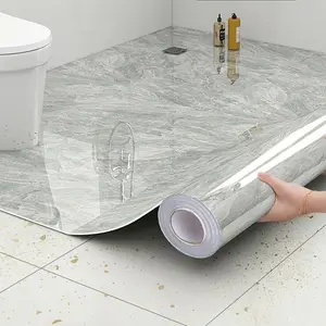 Self-Adhesive Waterproof Vinyl Wallpaper, Bathroom Use, Glossy Floor Wall Cover, Easy Install Moisture Proof Sticker, Shower Bathtub Toilet Compatible