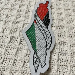 Three Palestine map keffiyeh patches