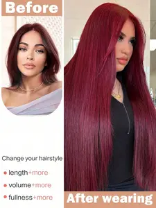 Red Hair Extensions Straight 24" Clips Hair Pieces For Women Blonde Fluffy&Not Tangled Auburn Clip In Extensions Synthetic Real 18"Wavy Girls Silver