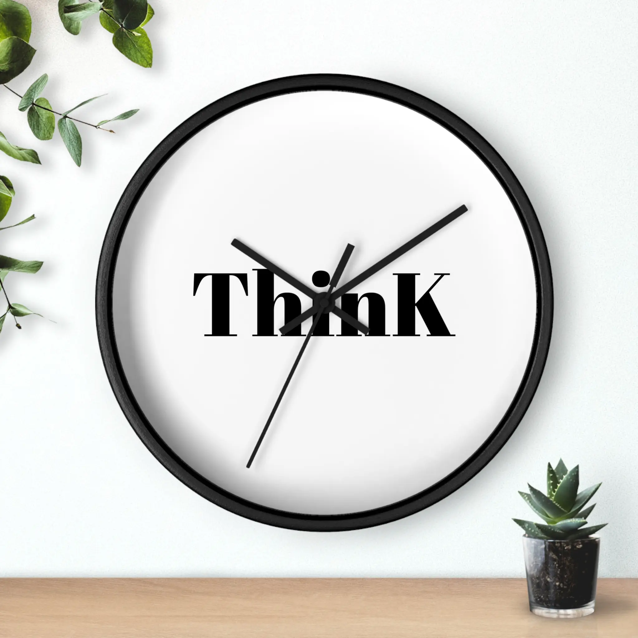 Handmade Wooden Printing Square Wall Clock with Built-in Mount Hook - Minimalist, Inspirational, Lightweight Black Base Silent Clock, Indoor Modern Home Decor for Room, Office (Encourages Pause and Clarity)