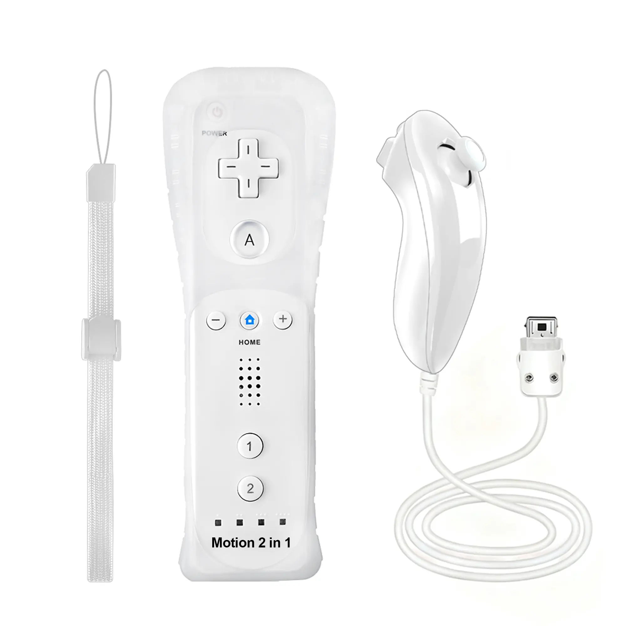 TXKX Motion Plus Wii Remote Controllers with Nunchucks,Wii Remote Controllers with Built in Motion Plus Compatible for Wii U Consoles(White)