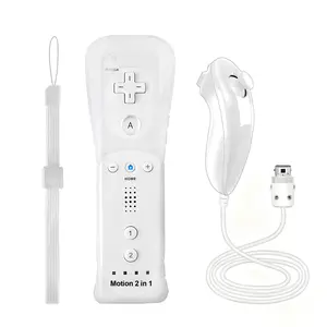 TXKX Motion Plus Wii Remote Controllers with Nunchucks,Wii Remote Controllers with Built in Motion Plus Compatible for Wii U Consoles(White)
