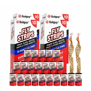 Sulguy Fly Strips Indoor Sticky Hanging 40pk with Pins. Non Toxic Outdoor Fly Trap Indoor for Home. Flies Tape Paper Trap Ribbon Roll for House Gnat Fruit and Housefly. Bug Catchers for Inside Home Flypaper
