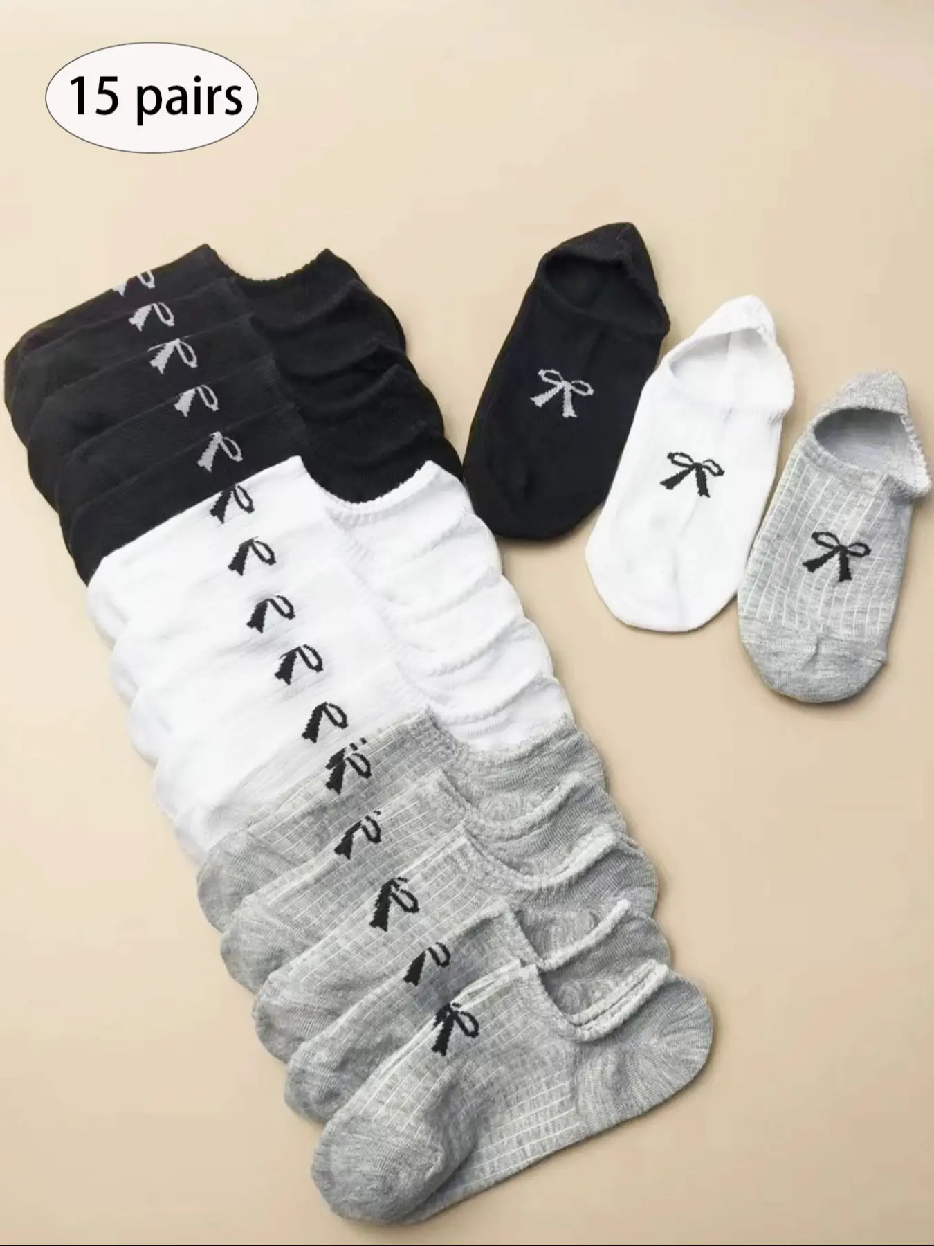 Sweet Bow Butterfly Invisible Boat Socks, Breathable Sweat Absorbing Anti-Slip Low Cut Fitted Socks, Casual Women's Socks, Ankle Solid Socks