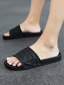 Men's Casual Slide Sandals Lightweight Non-Slip Slippers for Indoor Home Bedroom Bathroom Shower Quick Drying Comfortable Flat Shoes Summer Daily Wear Soft Sole Open Toe Slip on Design