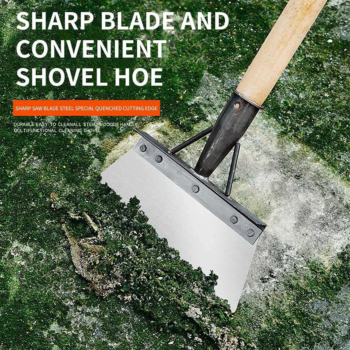 Multi functional manganese steel cleaning shovel, snow, ice and weed removal tool, yard, farm and garden scraper (without handle)