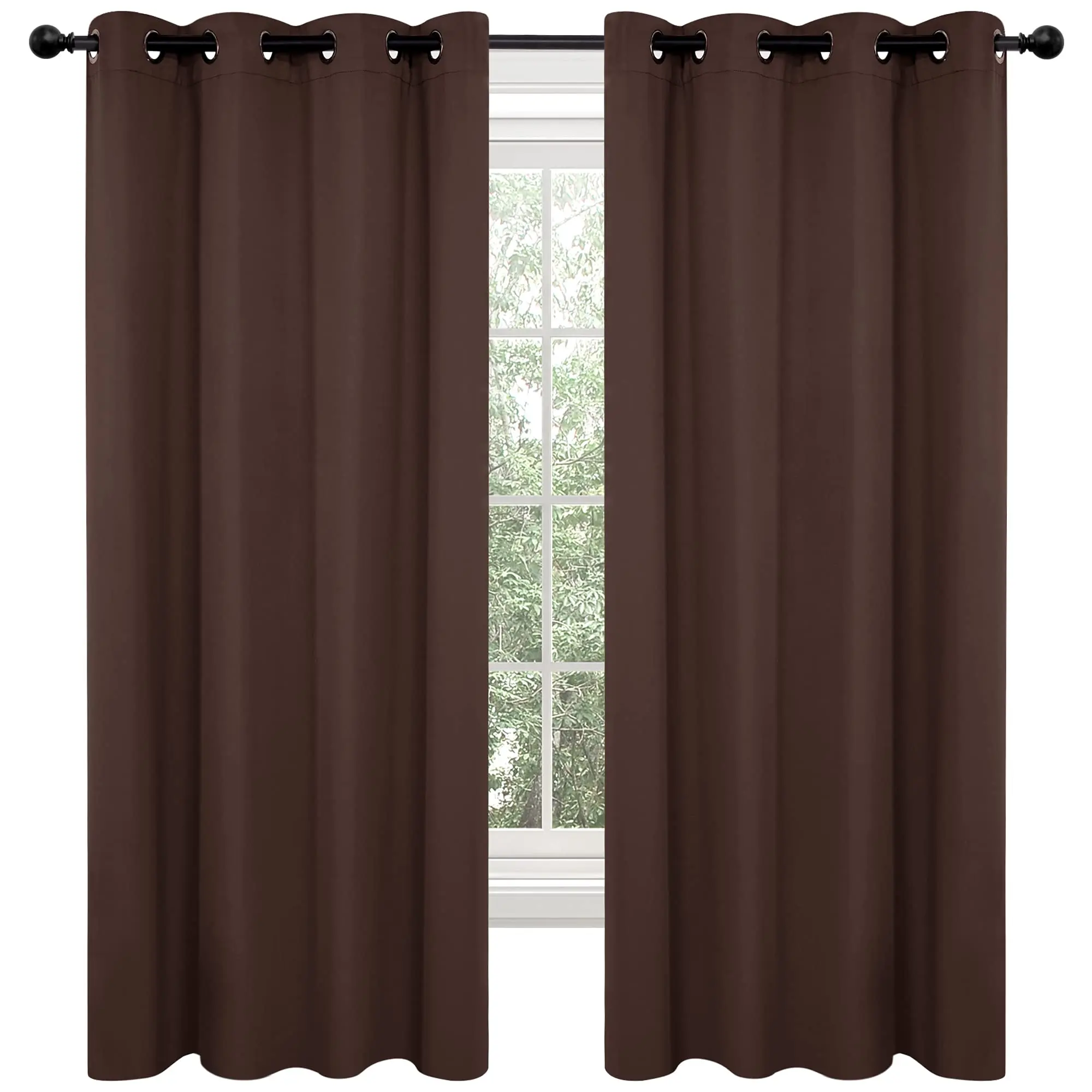 Deconovo Blackout Curtains, 2 Panels, Solid Thermal Insulated Grommet Drapes for Bedroom and Living Room