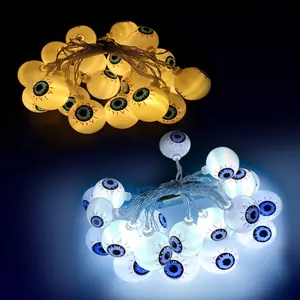 Halloween Ghost Eye String Lights, 20 LED Bulbs with 20 Eyeball Decorations, Battery Powered, Indoor Outdoor Party Decoration