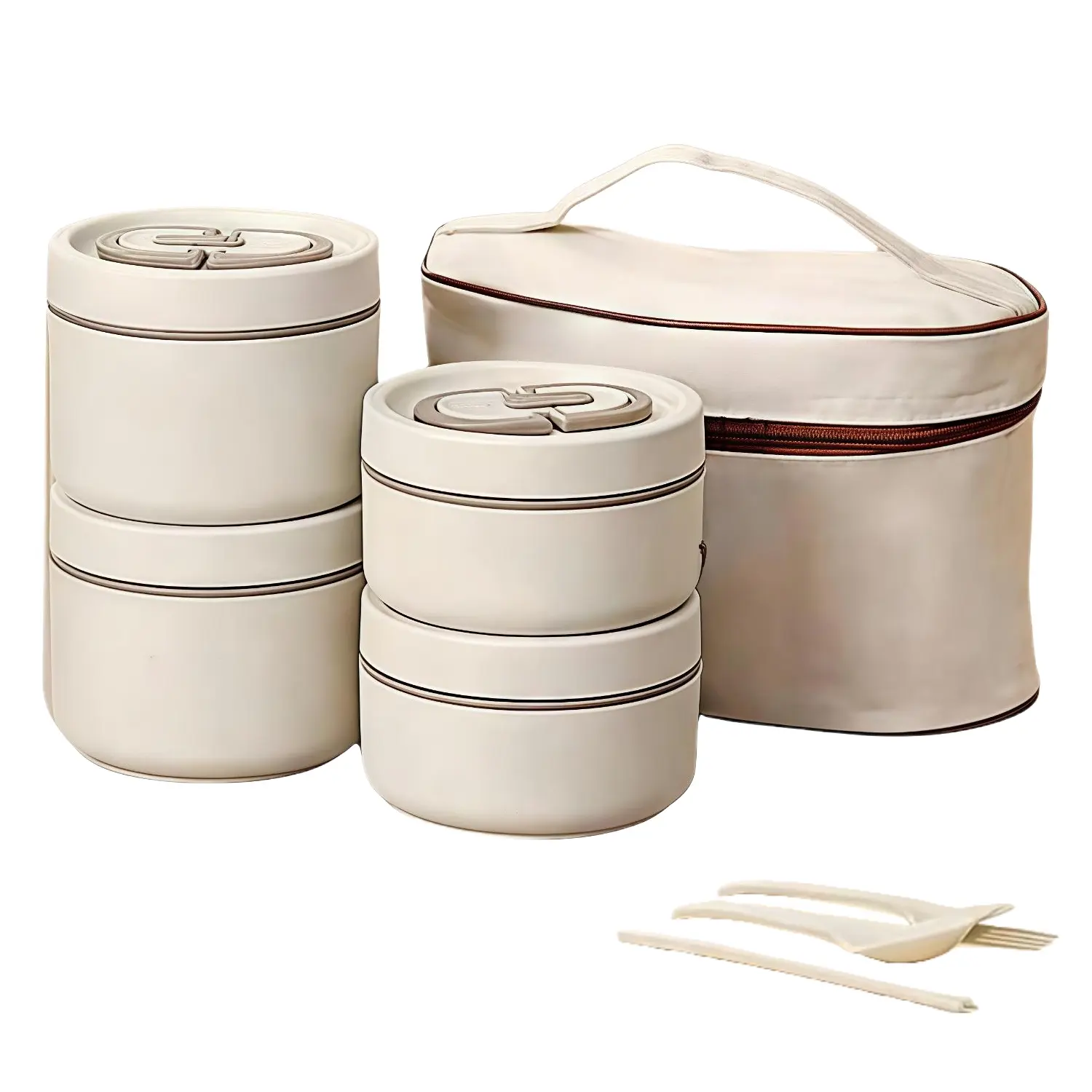 4-layer Large Capacity Stainless Steel Lunch Box with Lid & Cutlery & Bag, 1 Set Portable Reusable Insulated Bento Box, Lunch Container for School, Camping ,Mother's Day Gifts
