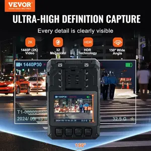 VEVOR 1440P HD Police Body Camera, 128GB Body Cam with Audio Video Recording Picture, Built-in 3500 mAh Battery, 2.0 LCD, Infrared Night Vision, Waterproof GPS Personal Body Cam for Law EnforcementVEVOR Super Brand Day