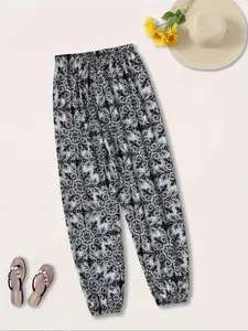 Women's All Over Print Harem Pants, Casual Comfy Trousers for Daily Wear, Ladies Bottoms for All Seasons