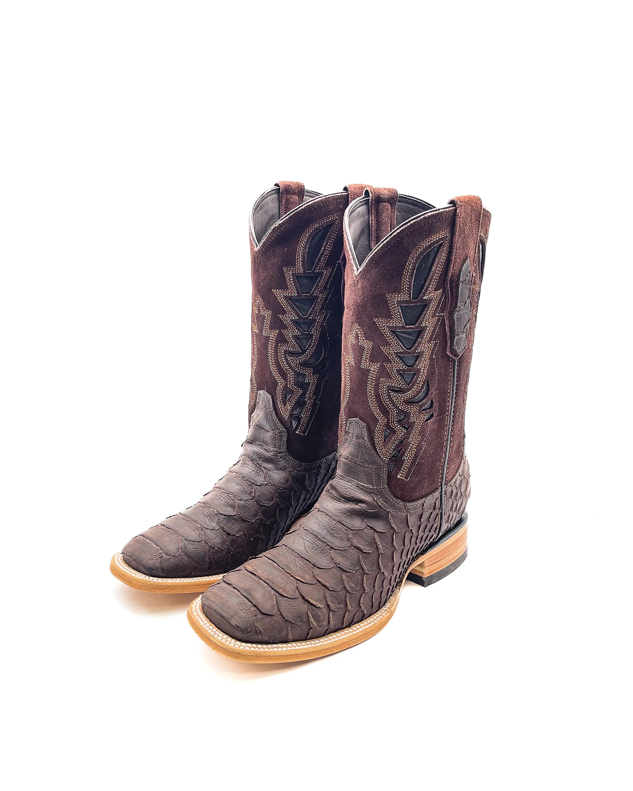 Cowboy Boot Brown Python Print