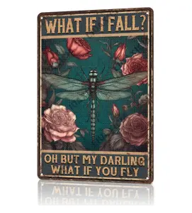 Funny Garden Metal Aluminum Sign Outside Decor - What If I Fall? Oh But My Darling What If You Fly - Humorous Gardening Gift For Women Enthusiasts 8" X 12"