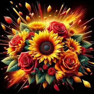 Sunflower & Rose Pattern DIY Diamond Arts Colorful Painting Kit without Frame, DIY 5D Diamond Arts Colorful Painting Kit, Wall Art Decor for Home