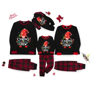 Christmas Pajamas for Family Matching Cute Long Sleeve Couples Soft Sleepwear Christmas Crew Top Plaid Pants Funny Xmas Jammies Christmas Pjs Sets