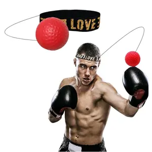 Sports Reaction Ball Boxing Reaction Training Ball, PU Reflex Ball Head-Mounted Love Adjustable Elastic Band, Perfect for Fighting Skills, Reaction Speed, Hand-Eye Coordination Training