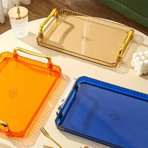 Creative Luxury Long Rectangular Fruit Tray with Dual Handles, Multi-Functional Home Use Serving Dish, Elegant Design for Daily Use