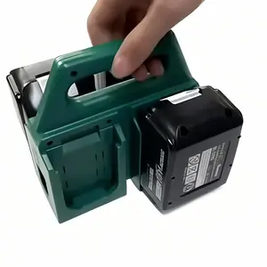 Four-Slot Battery Holder Stand for Makita 18v & 14.4v Batteries, Durable Storage Rack with Handle, Ideal for Garage, Workshop, Workbench, Cordless Tool Organizer