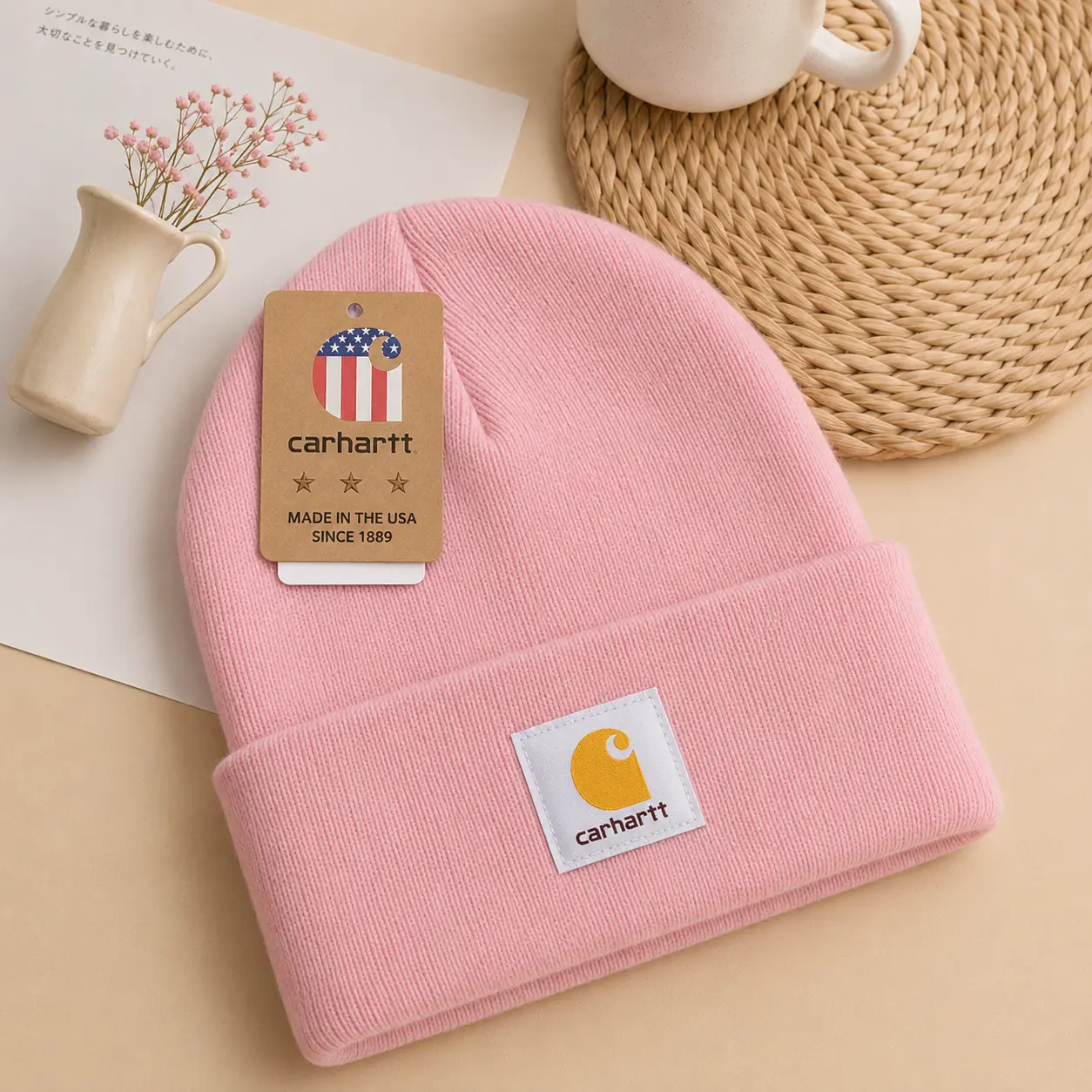 Carhartt Streetwear Beanie | Warm Knit Winter Hat for Men Women, Folded Cuff Acrylic Watch Cap, Trendy Everyday Outdoor Fashion