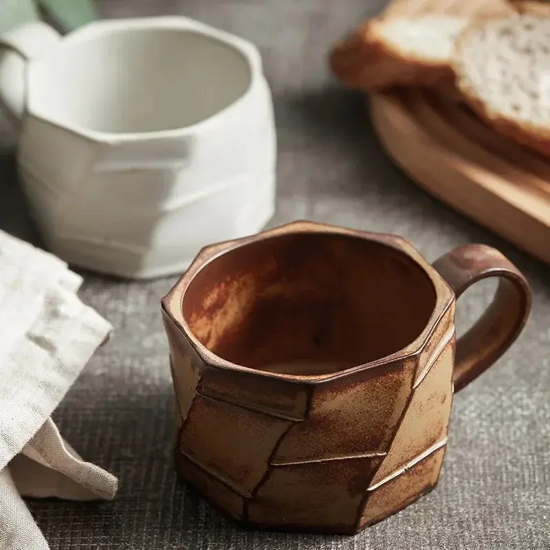 240ml Vintage Handmade Ceramic Mug Creative Japanese Couple Coffee Cup  Latte Pull Flower Mug Milk Tea Cups Office Water Cups Drinkware Reusable -  TikTok Shop