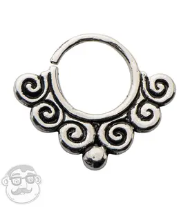 18G Spiral Wave White Brass Septum Ring