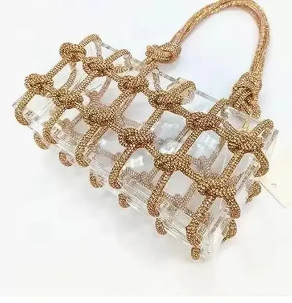 Gold'n Crystal Knotted Purse - Gold