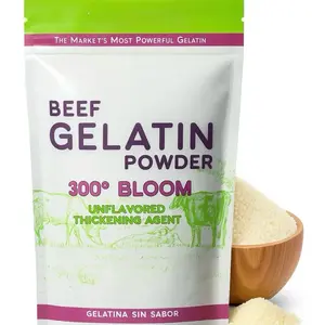 Premium unflavored 300 degrees bloom Beef Gelatin powder , thickening agent , grenetina en polvo sin sabor Natural Thickener & Stabilizer for Cooking & Baking – High Collagen Protein Source Healthcare Dietary