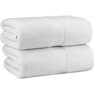 Hotel  Luxury Bath Sheet - 2 Pack -   40 x 80 - Heavyweight 700 GSM 2 Ply Ringspun  - Soft Absorbent Everyday Use  Bath Easy Care Towel Set - White