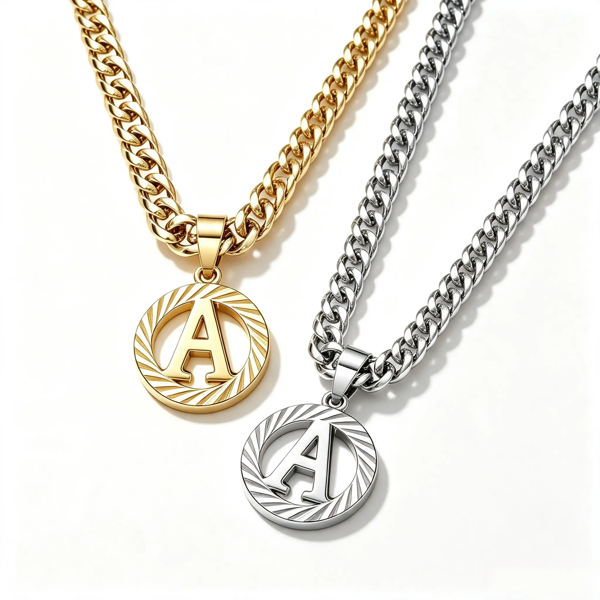 18K Gold Plated Hollow Letter Pendant 5mm Cuban Necklace, 26-Letter Name Couple Necklace, Non-Fading Unisex Costume Jewelry