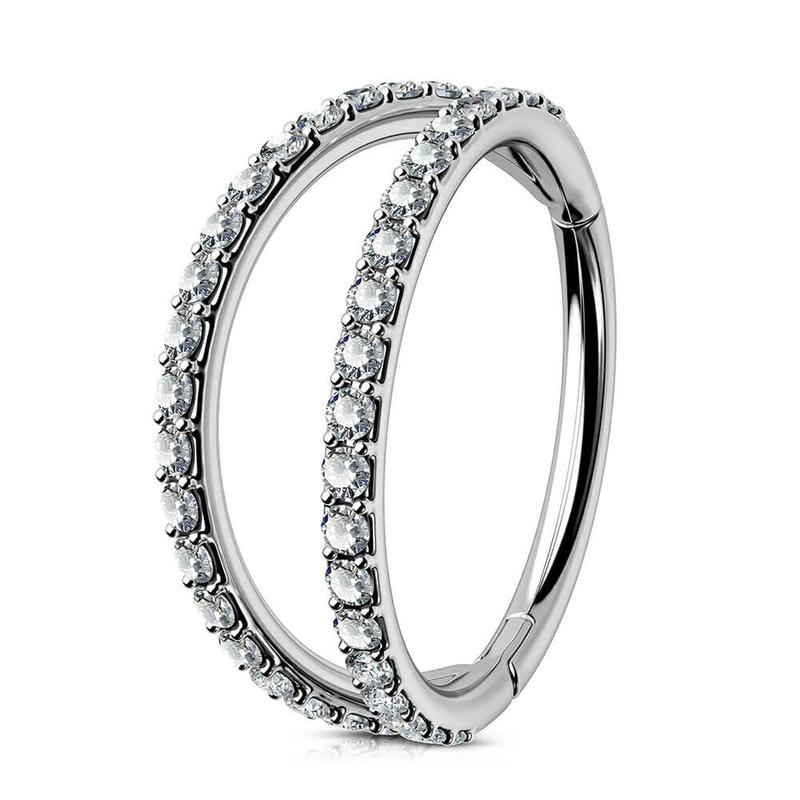 Oufer Titanium 18G Double Nose Hoop Ring Hinged Segment