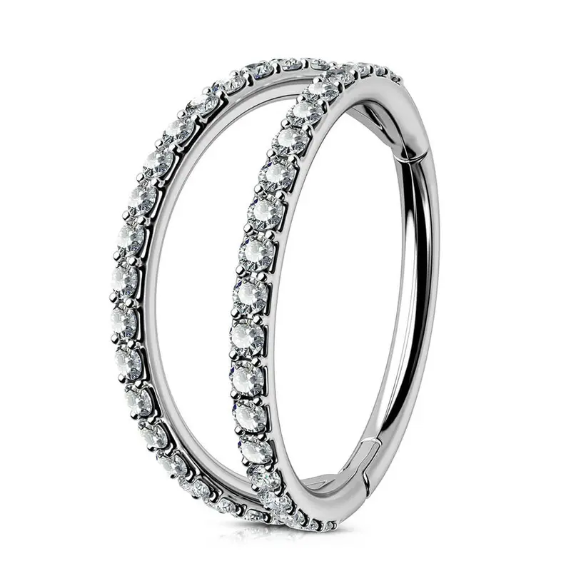 Oufer Titanium 18G Double Nose Hoop Ring Hinged Segment