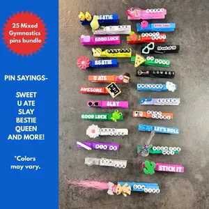 25 Mixed backpack gymnastics clip bundle - Handmade Wooden Clothes Pins perfect for clipping backpack at your next competition, meet or practice .
